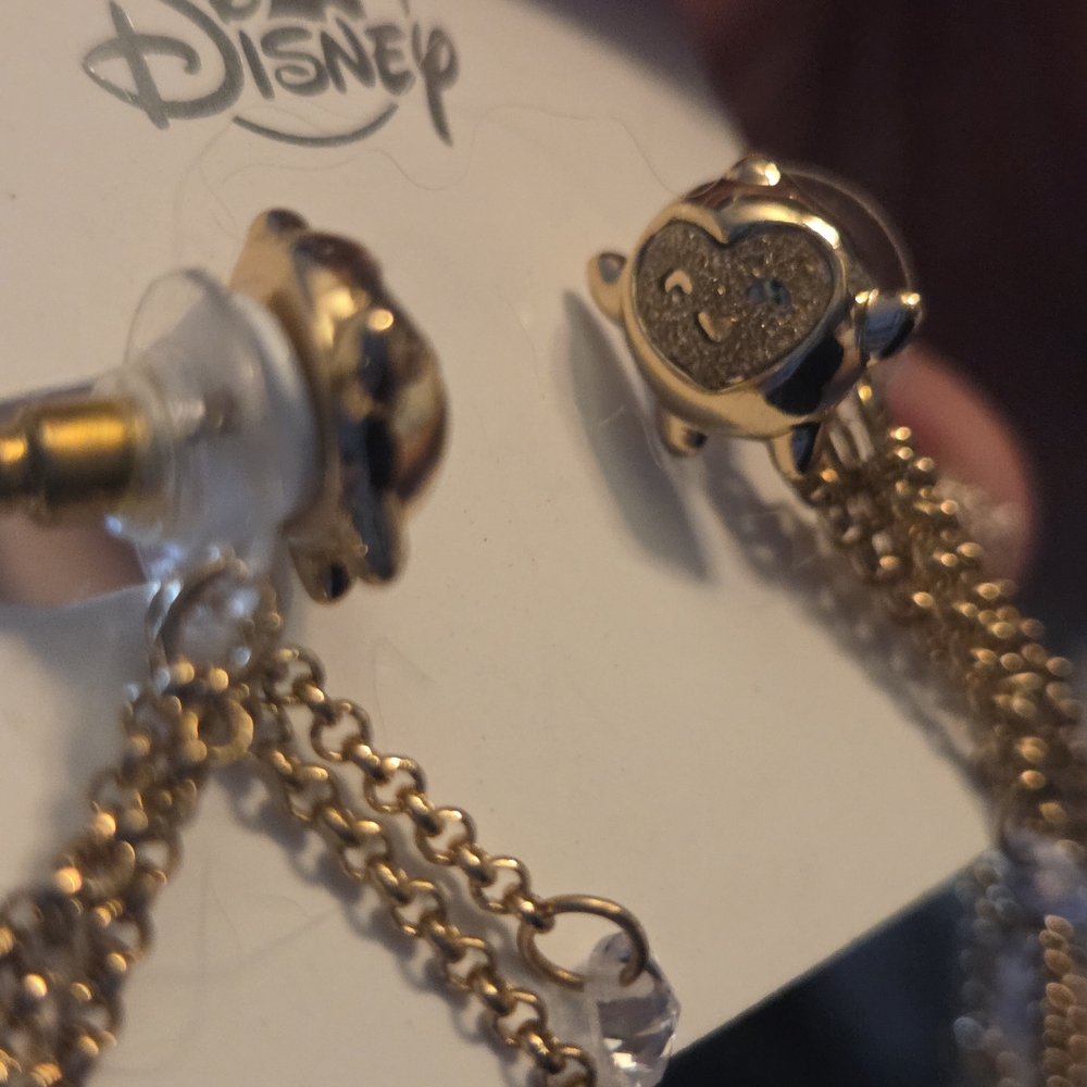 Disney Parks Merch Wish Star Gold Stud Earrings With Dangles